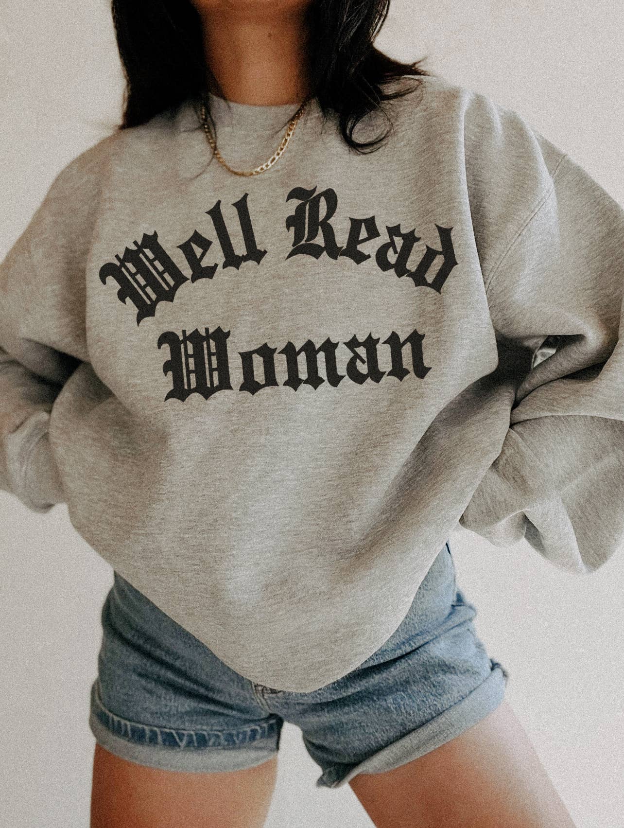 Well Read Woman Bookish Book Graphic Sweatshirt - Asg
