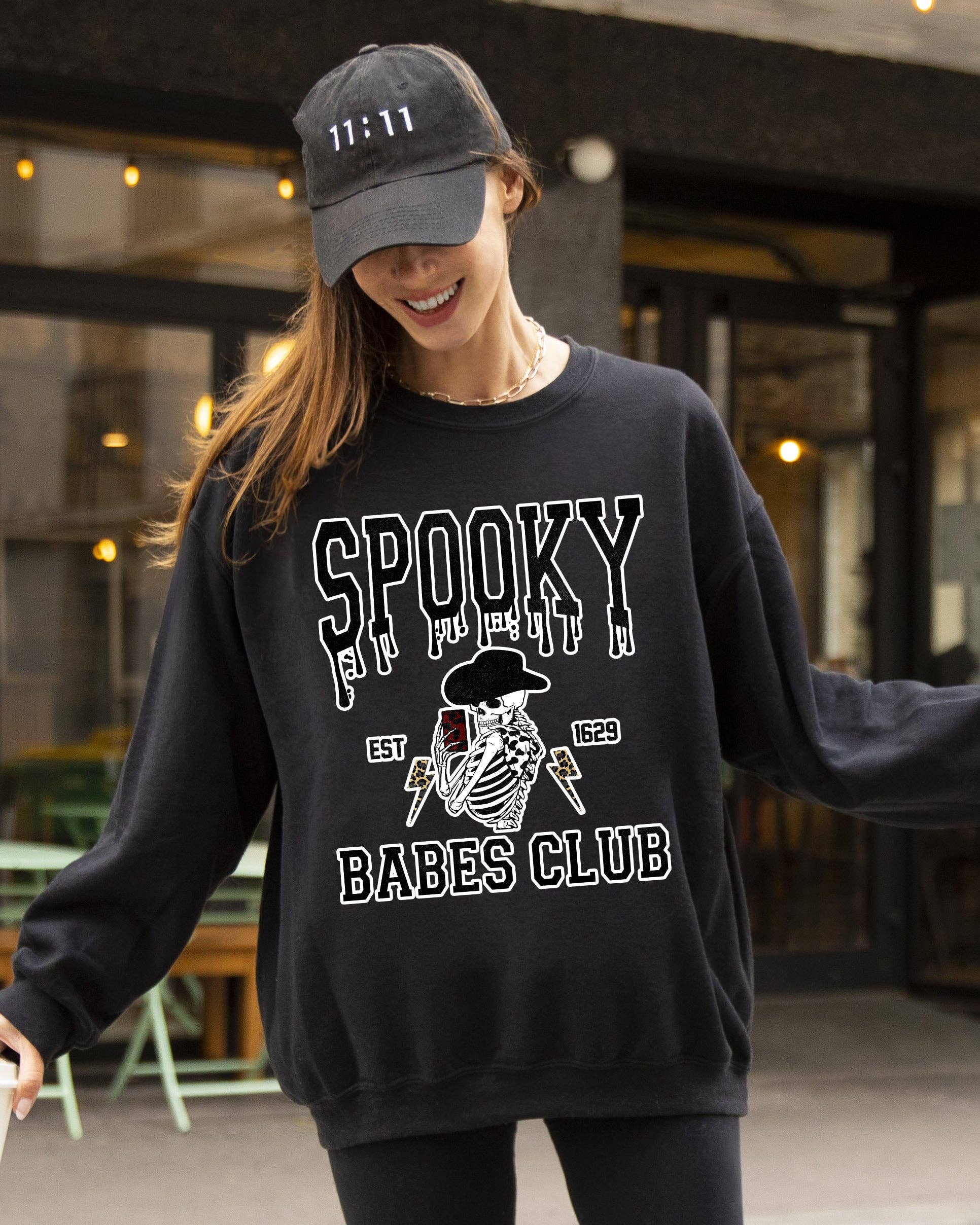 Spooky Babes Club, Ghost, Skeleton Halloween Sweatshirt