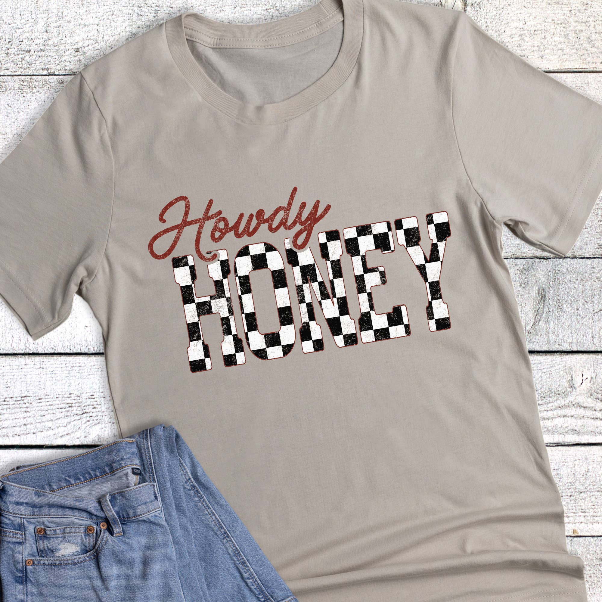 Western Checked Howdy Honey Graphic Tee