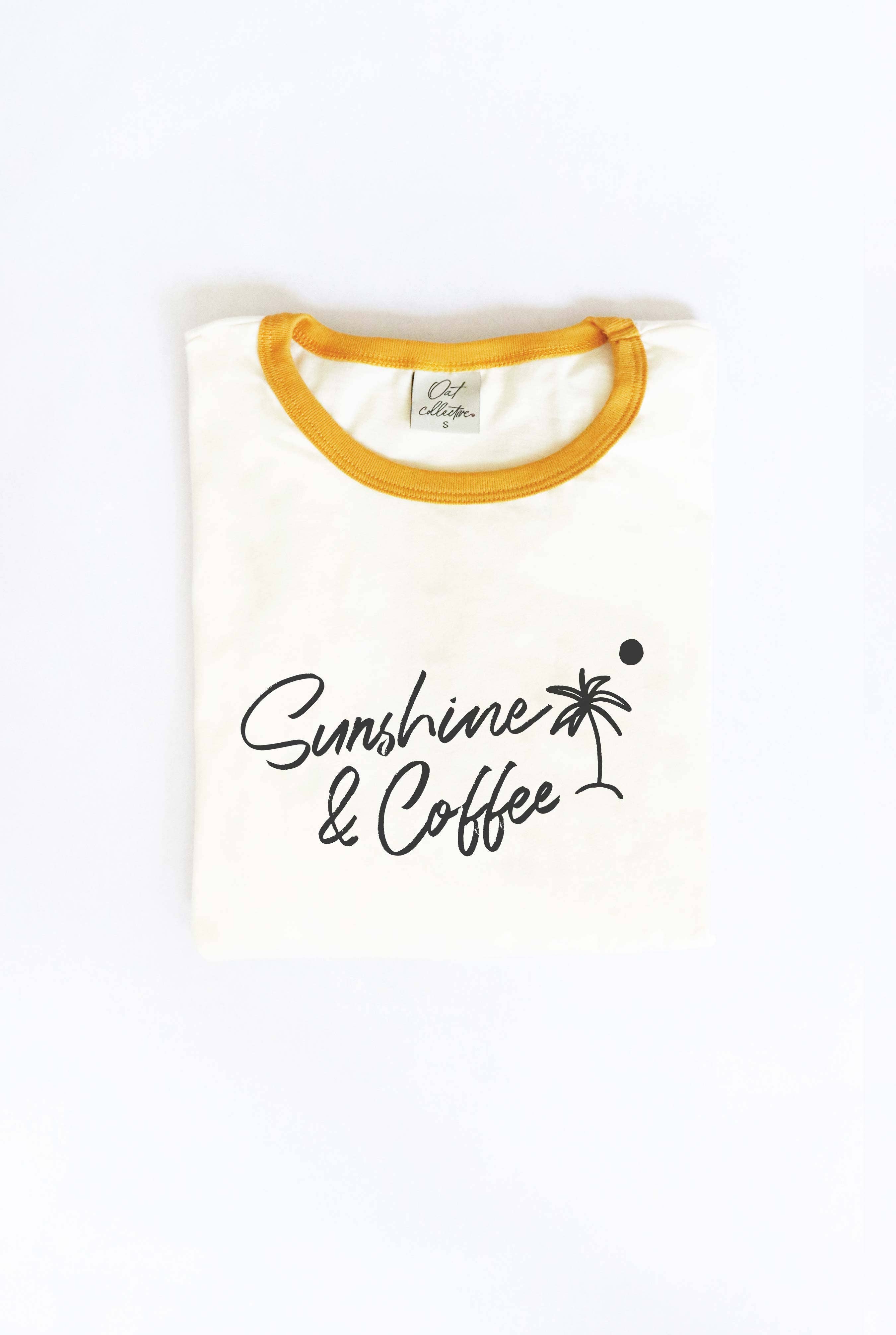 Sunshine and Coffee Ringer Graphic T-Shirt