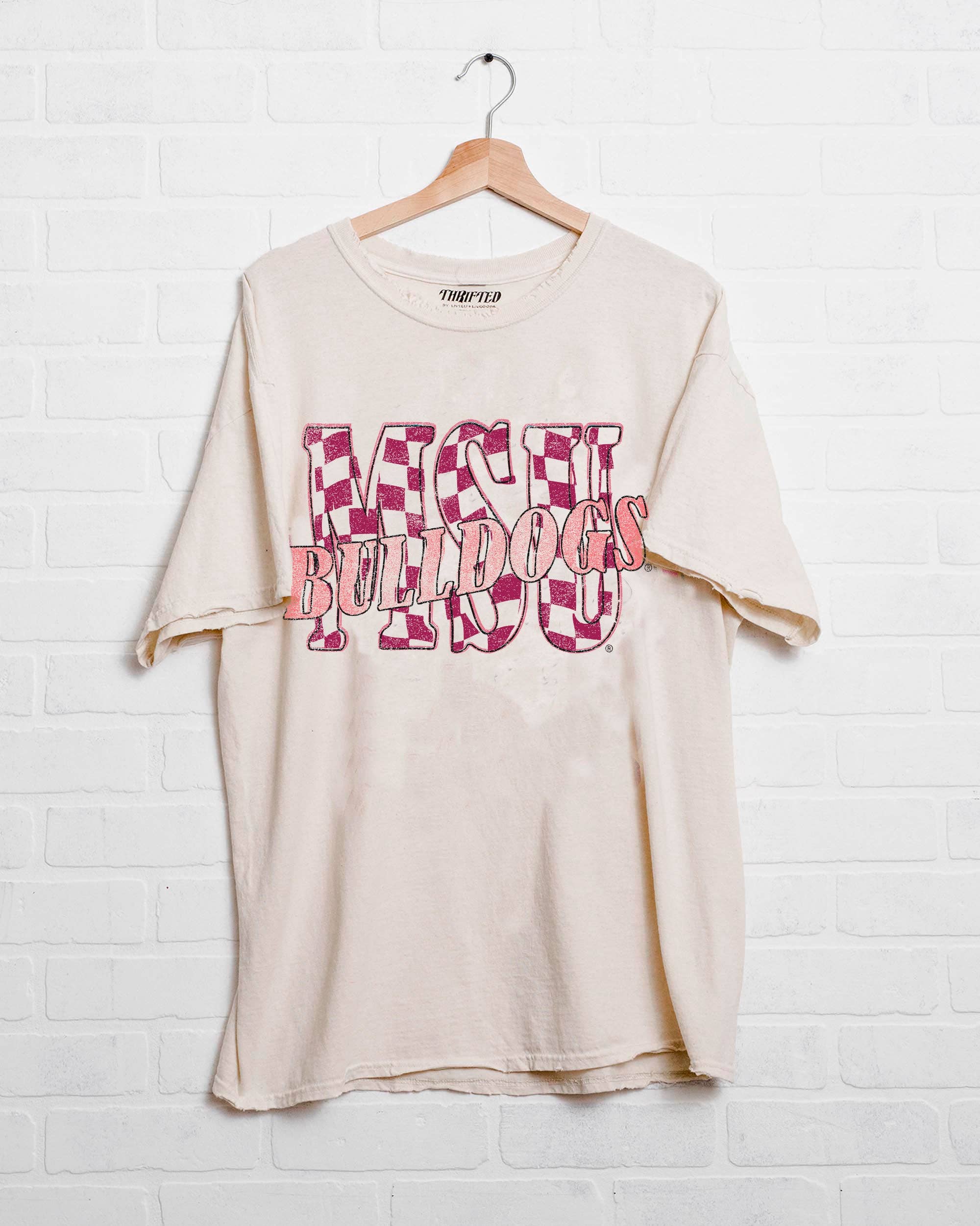 Mississippi State Bulldogs Twisted Check Thrifted Tee