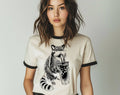 Raccoon Drinking Iced Coffee - Funny Animal Ringer Shirt