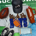 Let's Do This Boys Royal/Orange Sequin Patch Sport Grey Crewneck Sweatshirt
