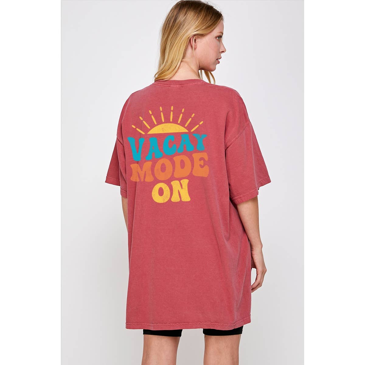 Vacay Mode On  Vintage   Graphic  Oversized Tee