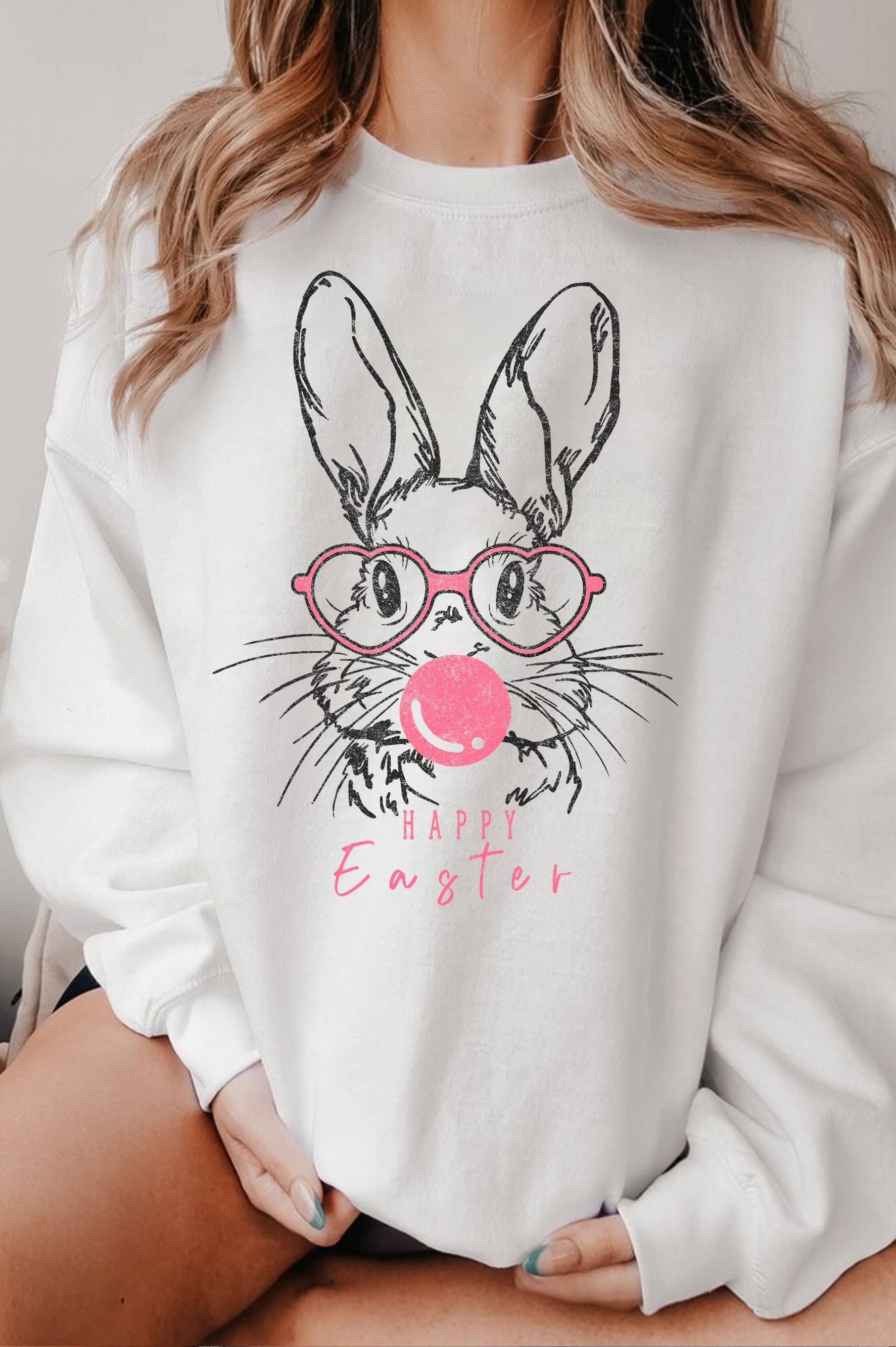 Happy Easter Bunny Graphic Brushed Sweatshirts