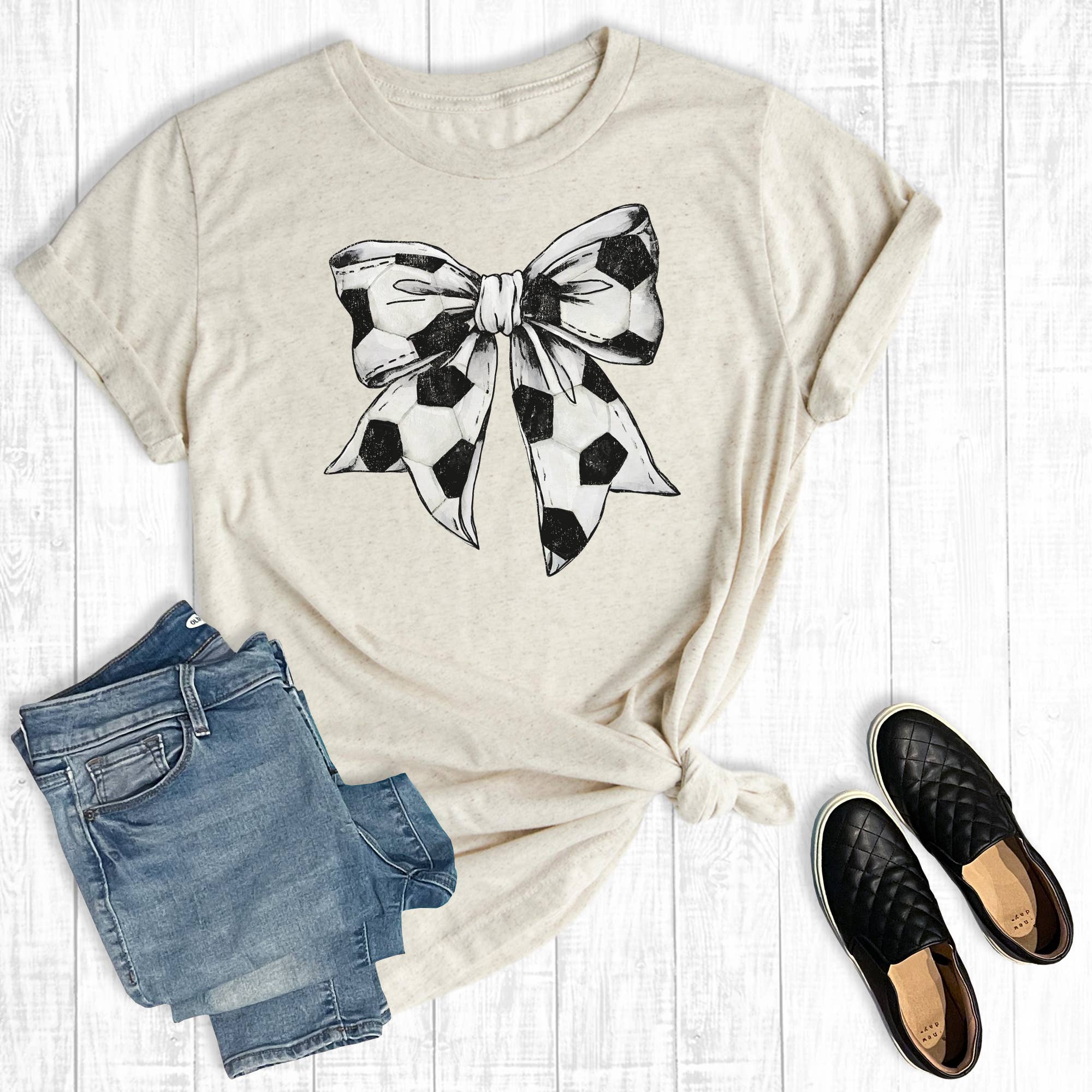 Retro Soccer Gameday Coquette Bow Graphic Tee