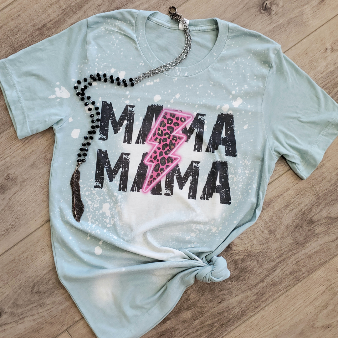 Mama Neon Lightning Bolt Graphic T-Shirt Mother's Day Gifts