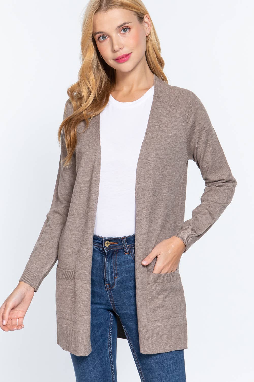 ,....SI-21342 Raglan Slv Open Sweater Cardigan