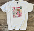 Oh Come Let Us Adore Him Colorful with Cross On White Tee