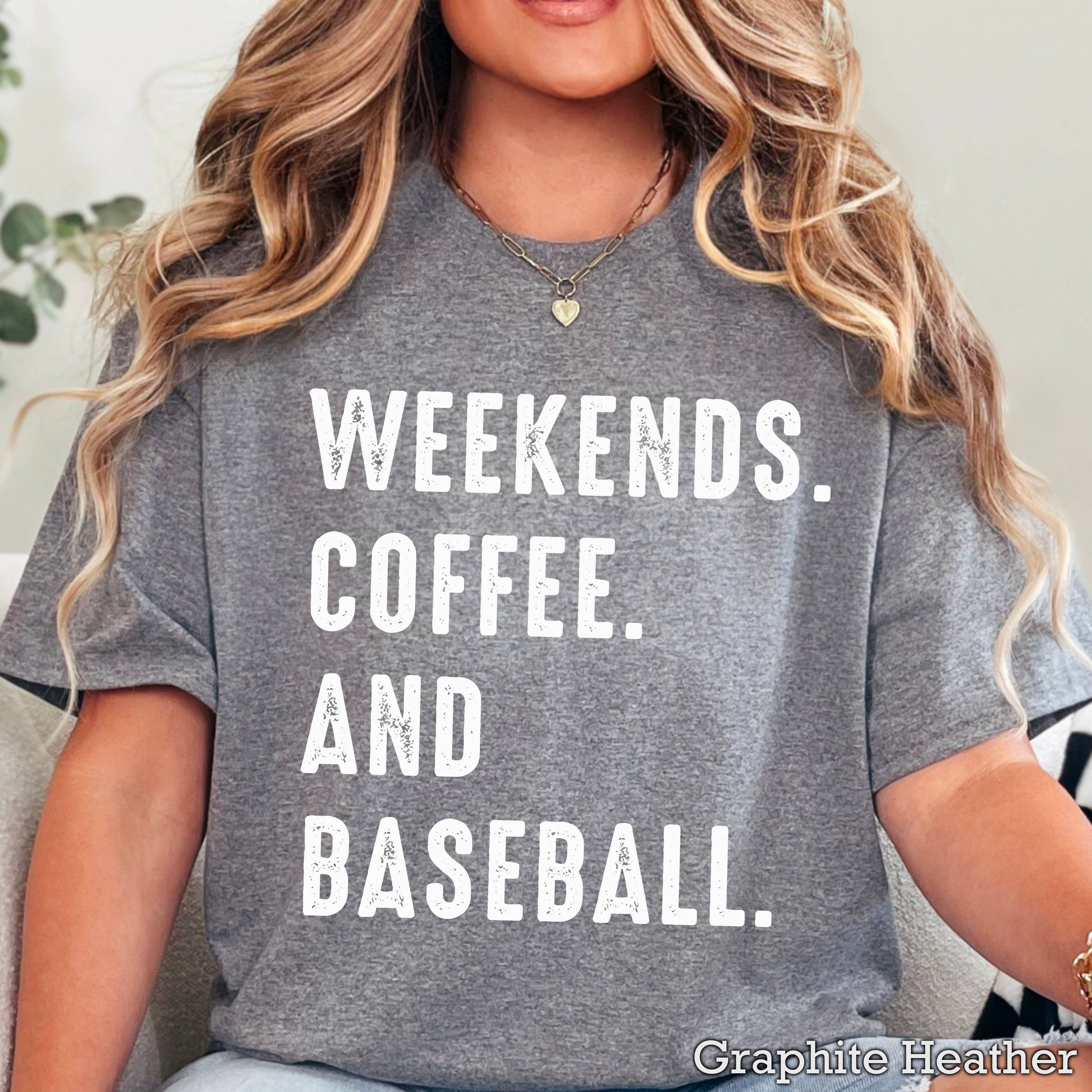 Weekends Coffee and Baseball Graphic T-Shirt | Gildan