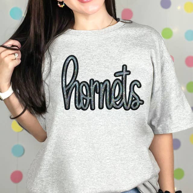 Hornets Sequin Patch Ash Everyday Tee