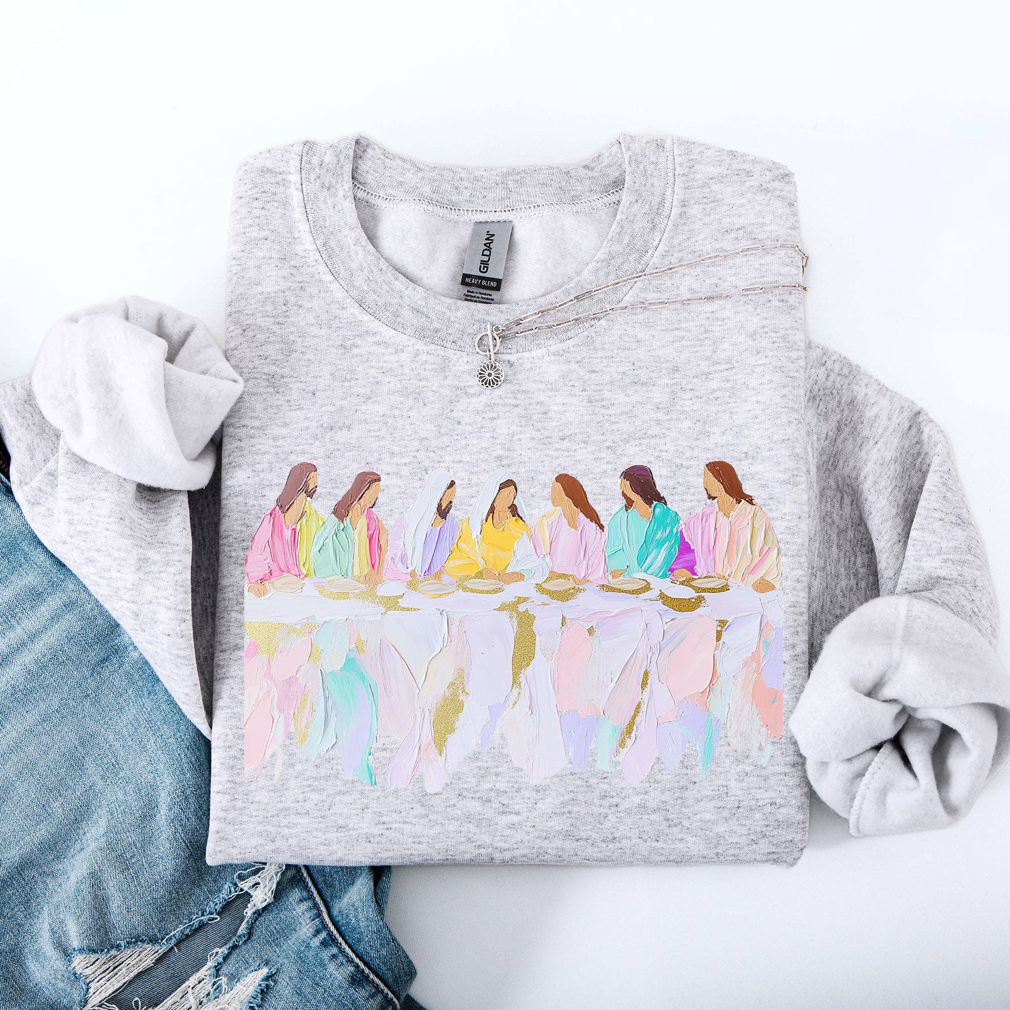 Glittery, Last Supper, Easter Religious Christian Sweatshirt