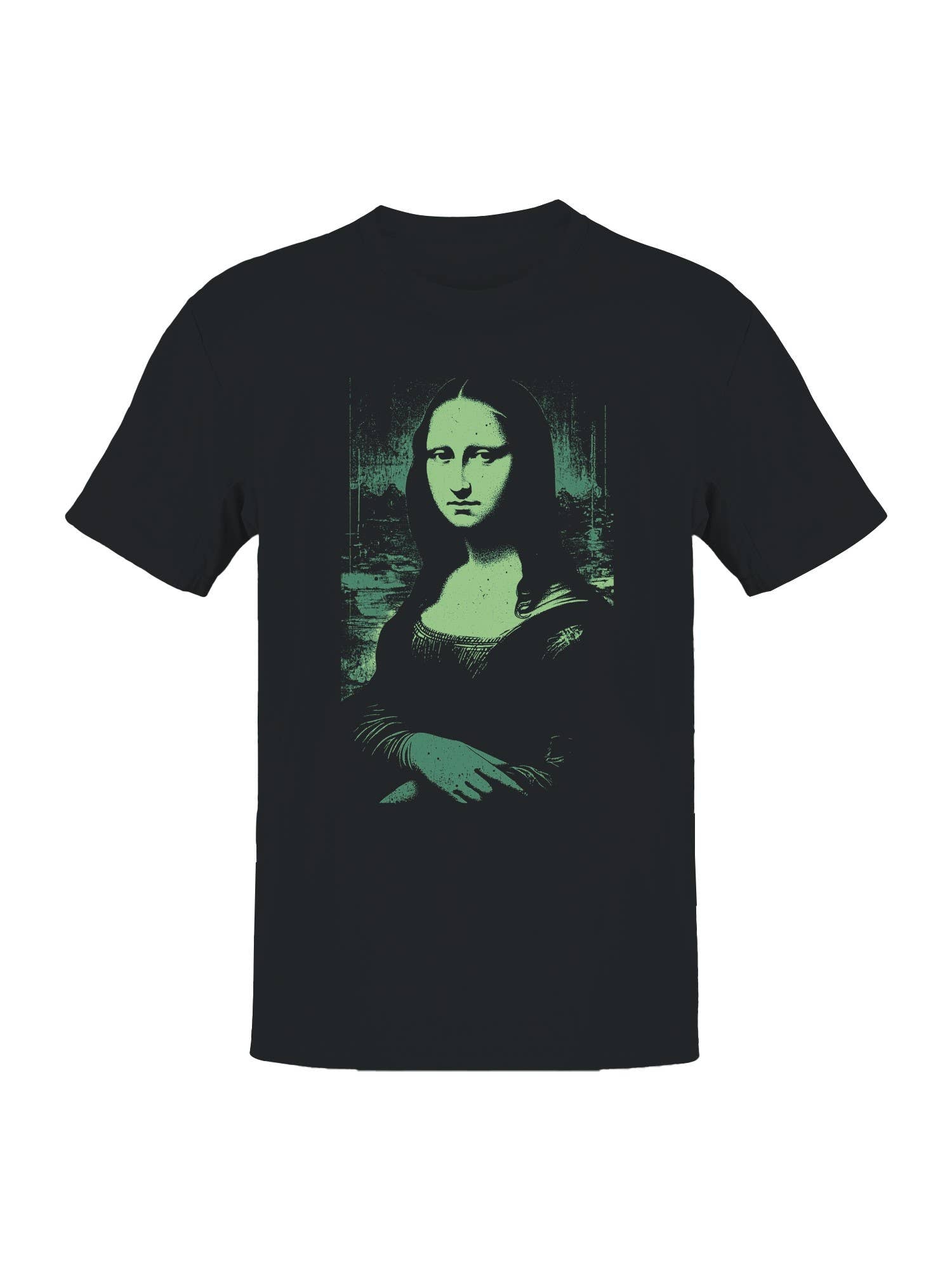 Neon Green Mona Lisa Print Men's T-Shirt