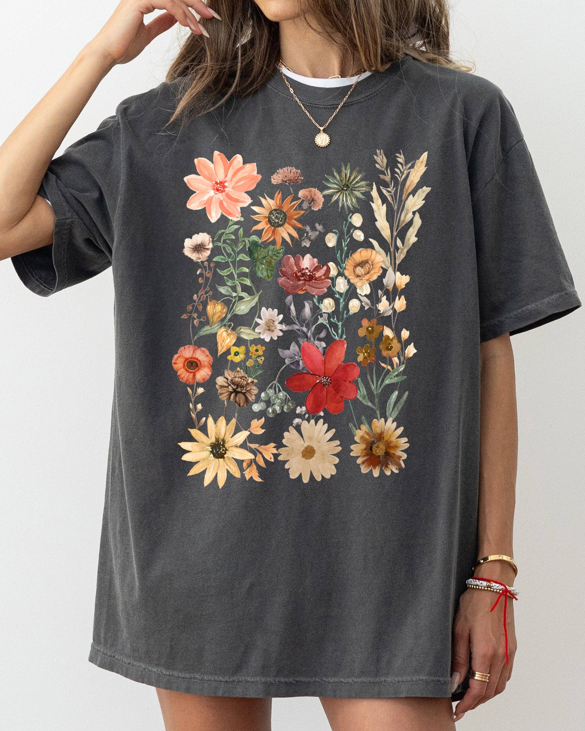 Autumn Pressed Flowers, Leaves, Botanical, Fall Shirt