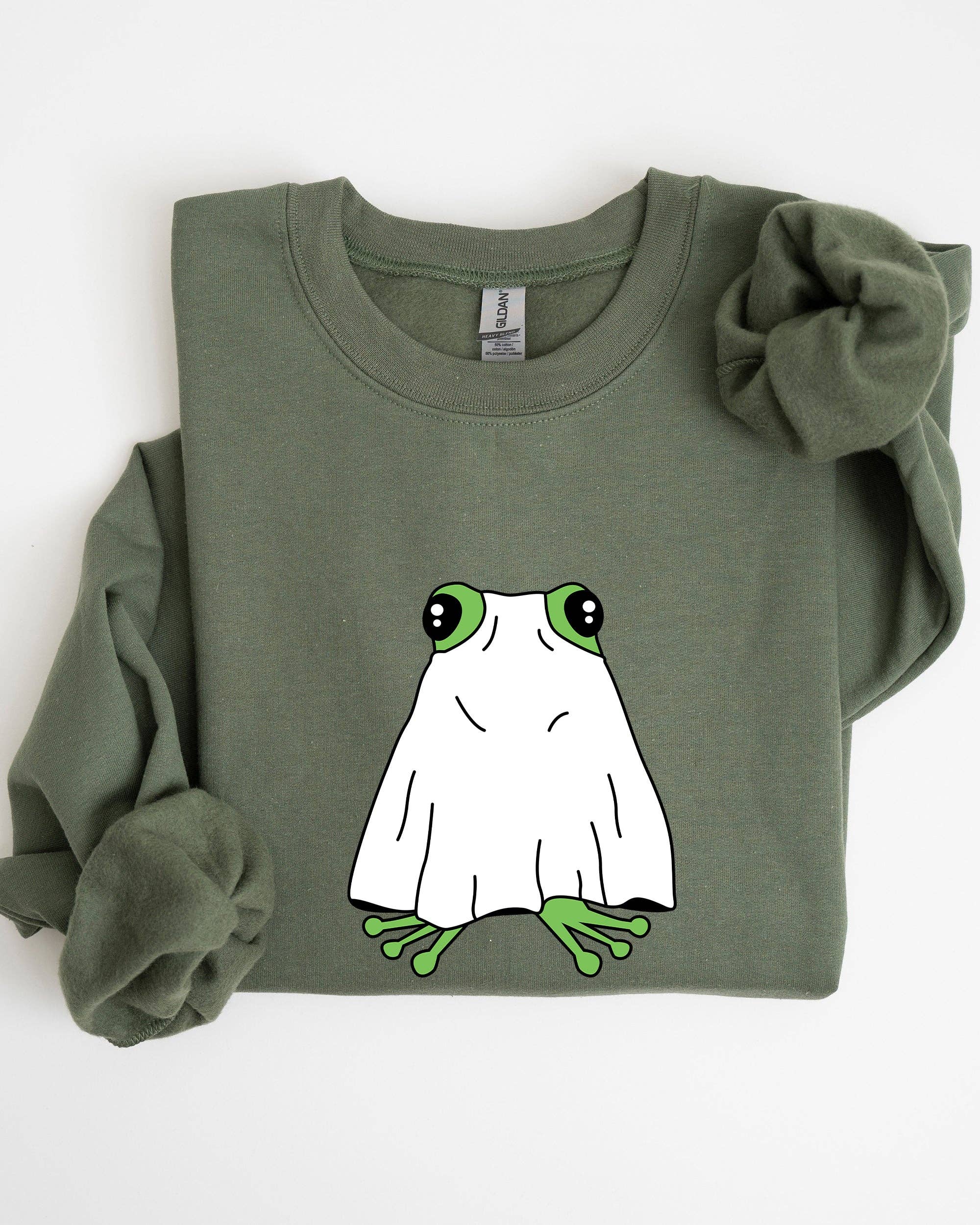 Frog, Ghost, Skeleton, Spooky, Funny, Halloween Sweatshirt