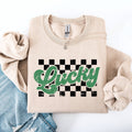 Checkered, Lucky, St Patrick's Day, Shamrock Sweatshirt