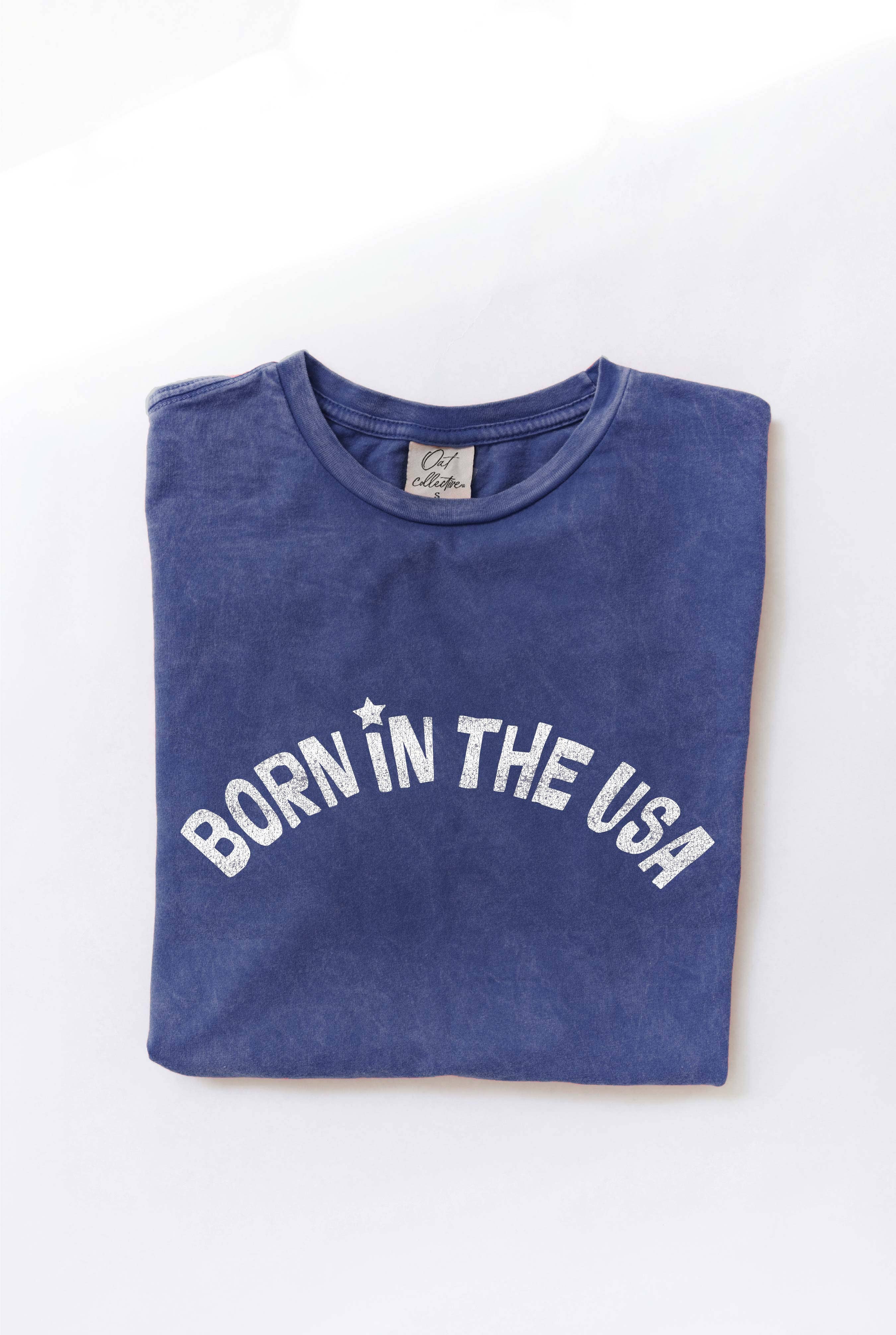 Born in the USA Mineral Washed Graphic Top