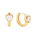 14K Gold-Dipped Cz Heart Huggie Earring
