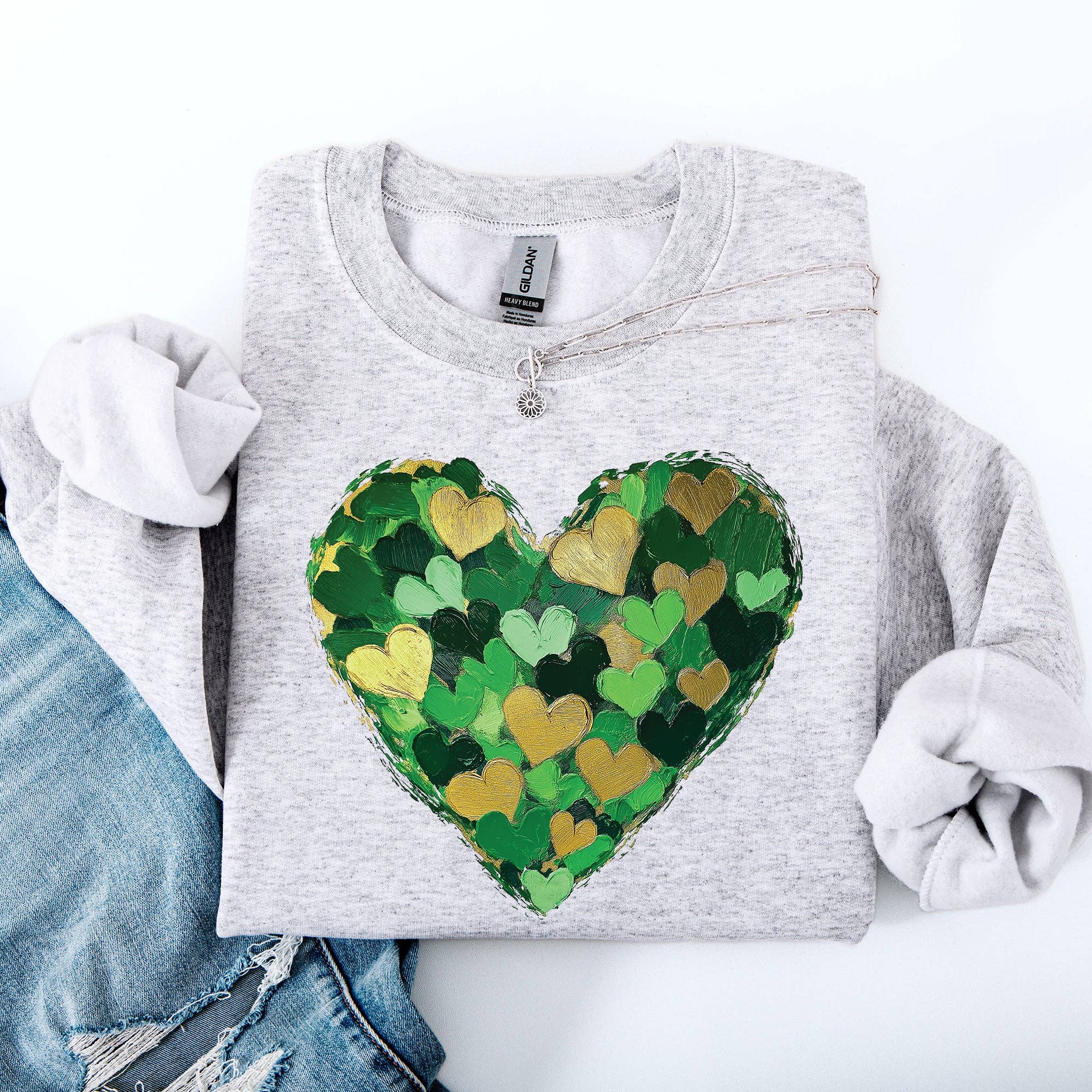 Painted Hearts, St Patrick's Day, Shamrock Clover Sweatshirt