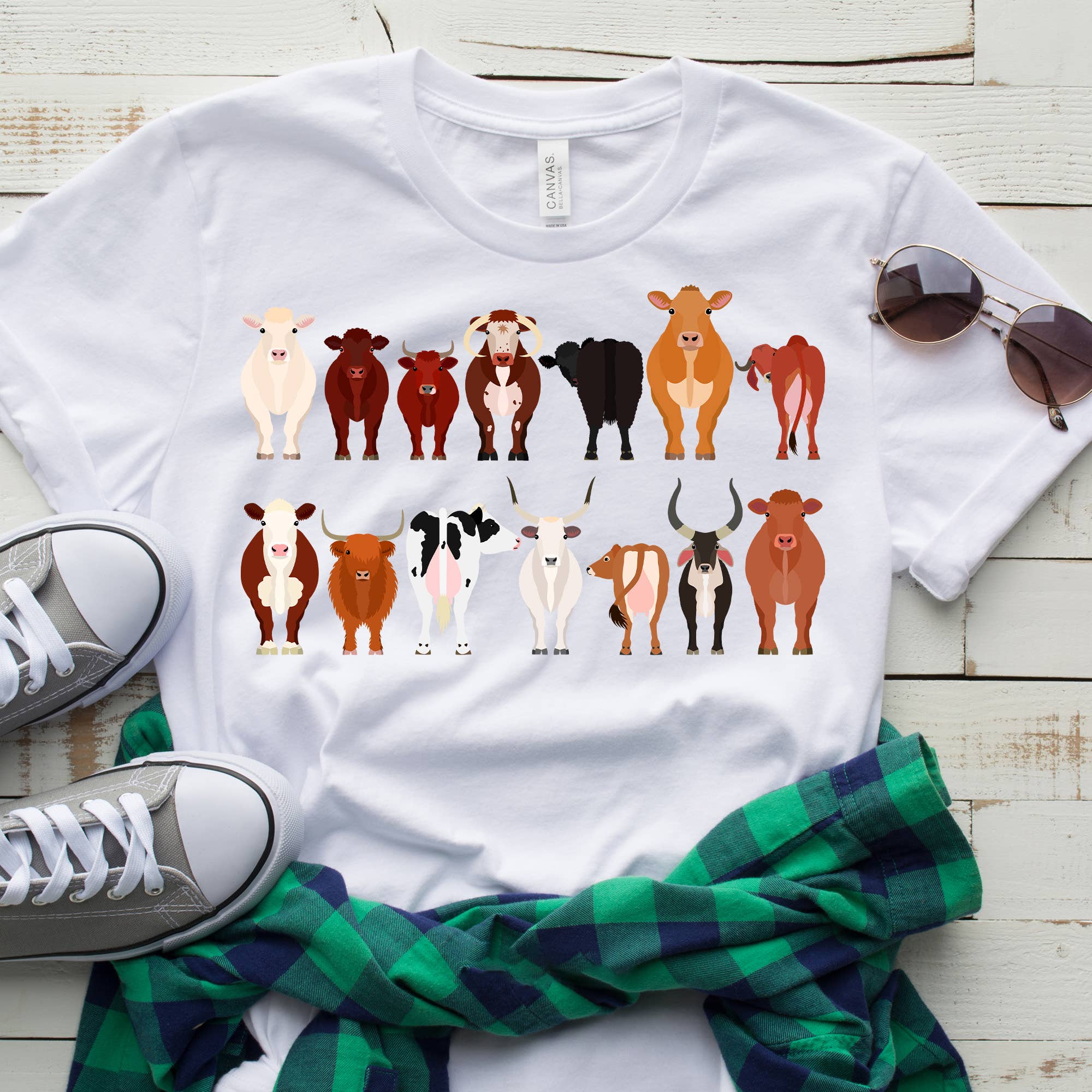 Cow Breeds T-Shirt - Animal Lovers Tees- Farm Animals Tees