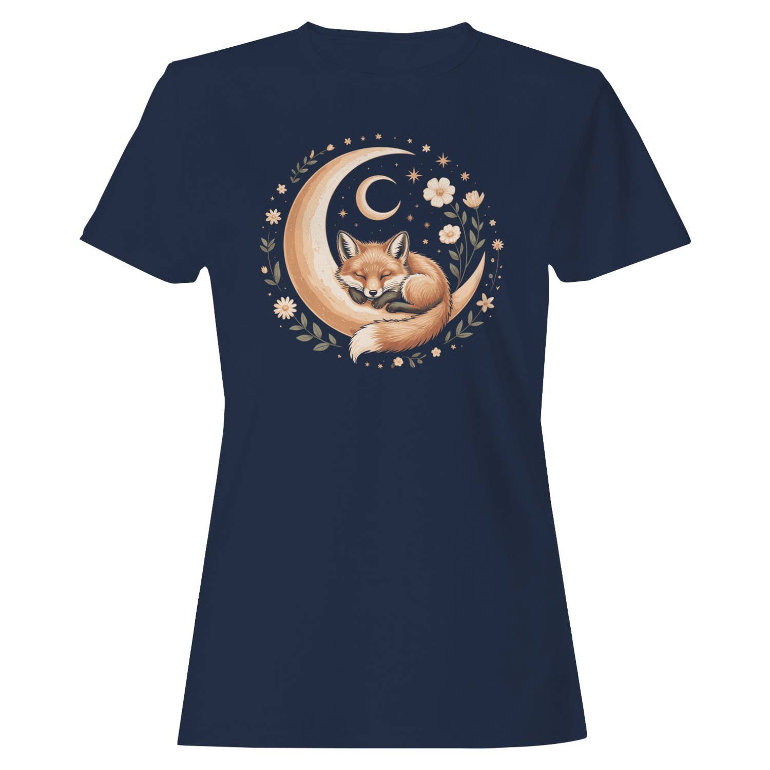 Sleeping Fox Crescent Moon Women's T-Shirt