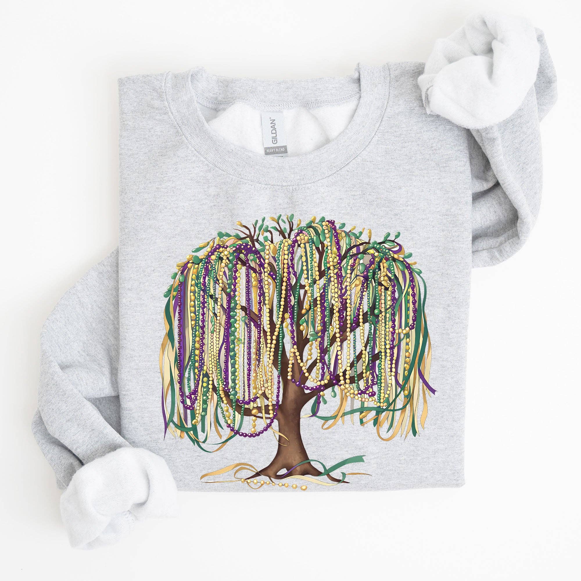 Bead Tree, Mardi Gras Fleur De Lis Fat Tuesday Sweatshirt
