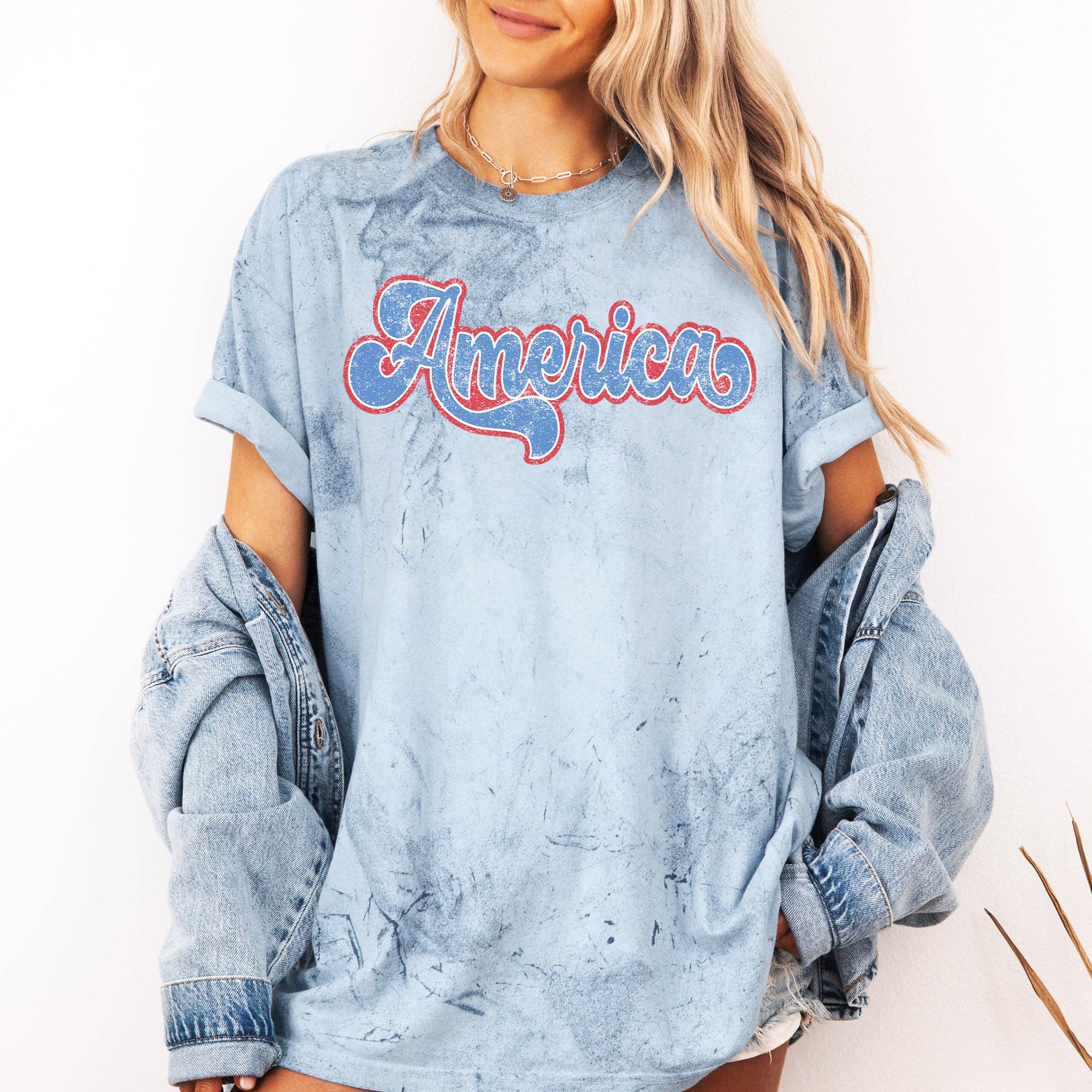 Retro America, Patriotic USA 4th of July, Color Blast Tshirt