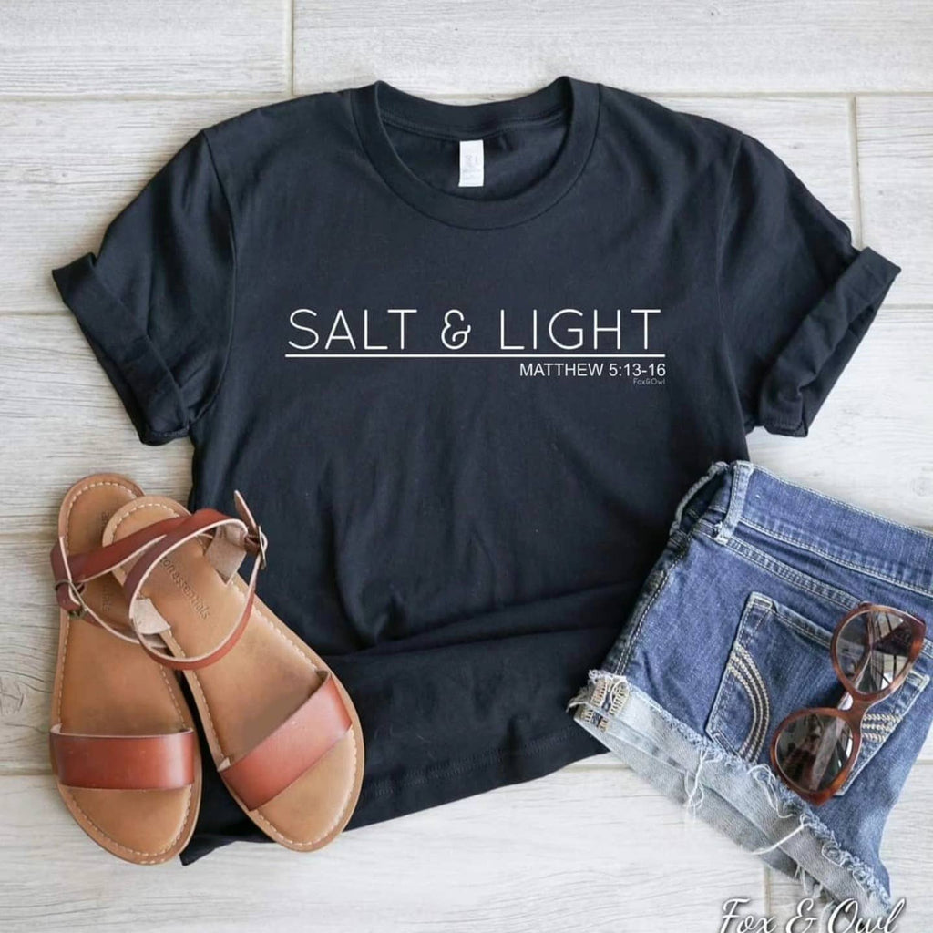 Salt & Light Black Faith Based Everyday Graphic Tee