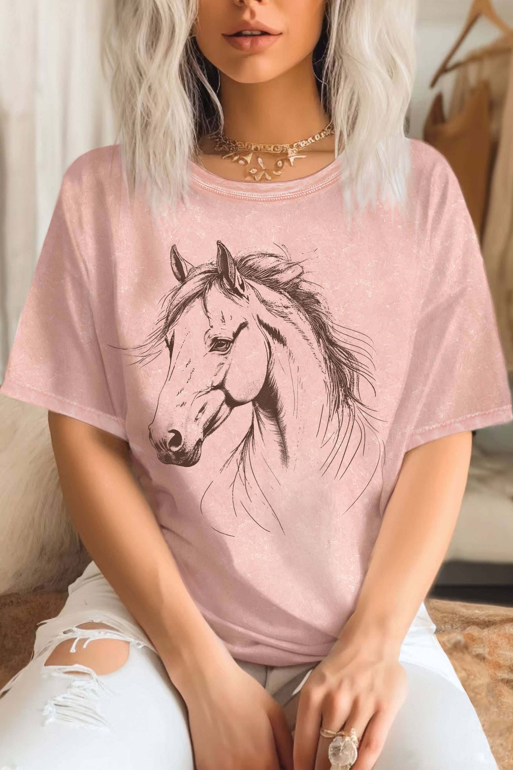 Horse Sketch Mineral Graphic Tshirts
