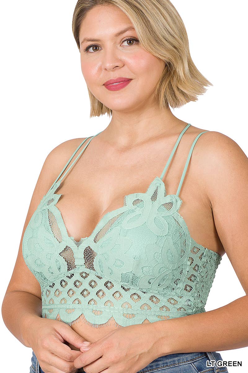 .Plus Crochet Lace Bralette with Bra Pads