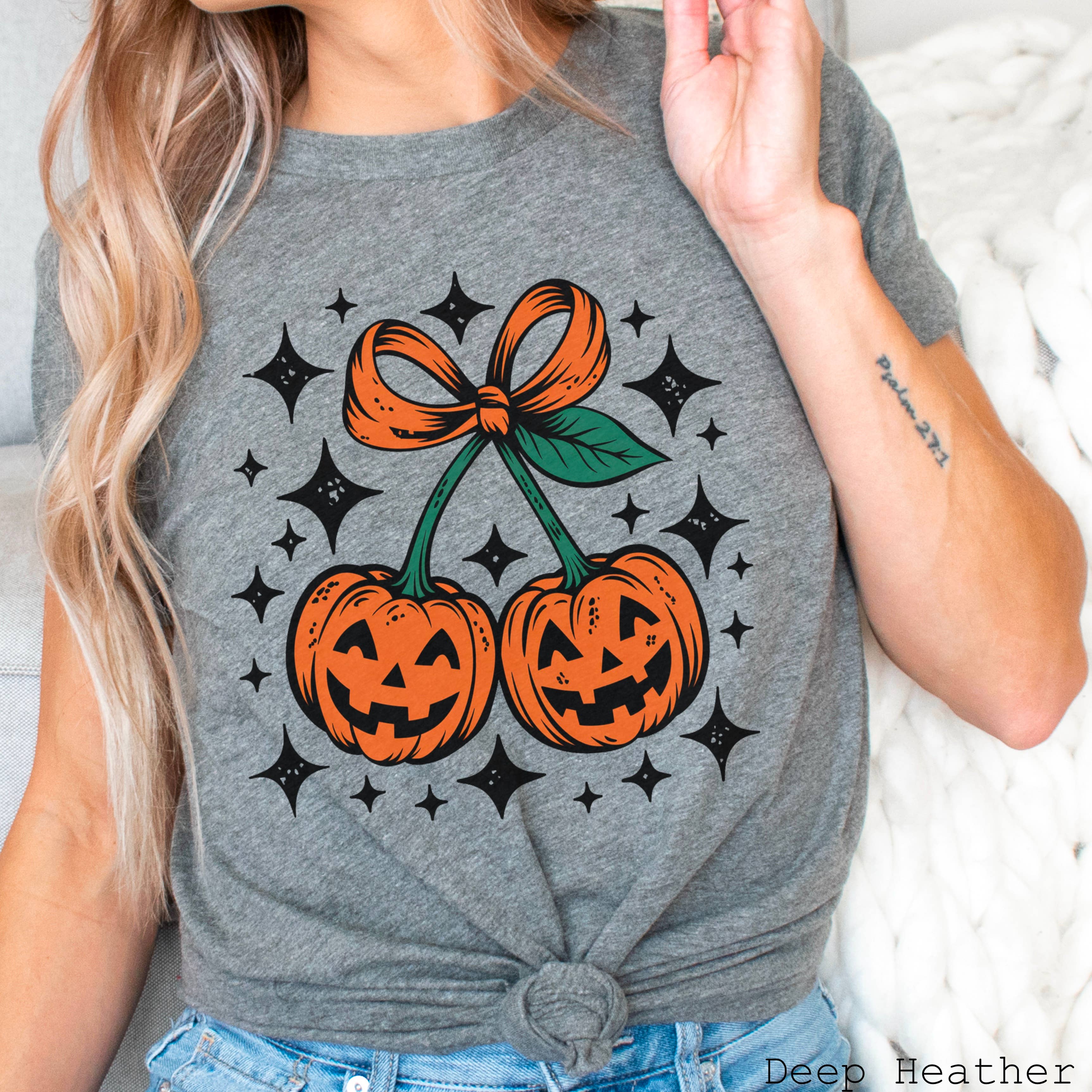 Halloween 2025 Pumpkins Bow Graphic Tee  | Bella Canvas