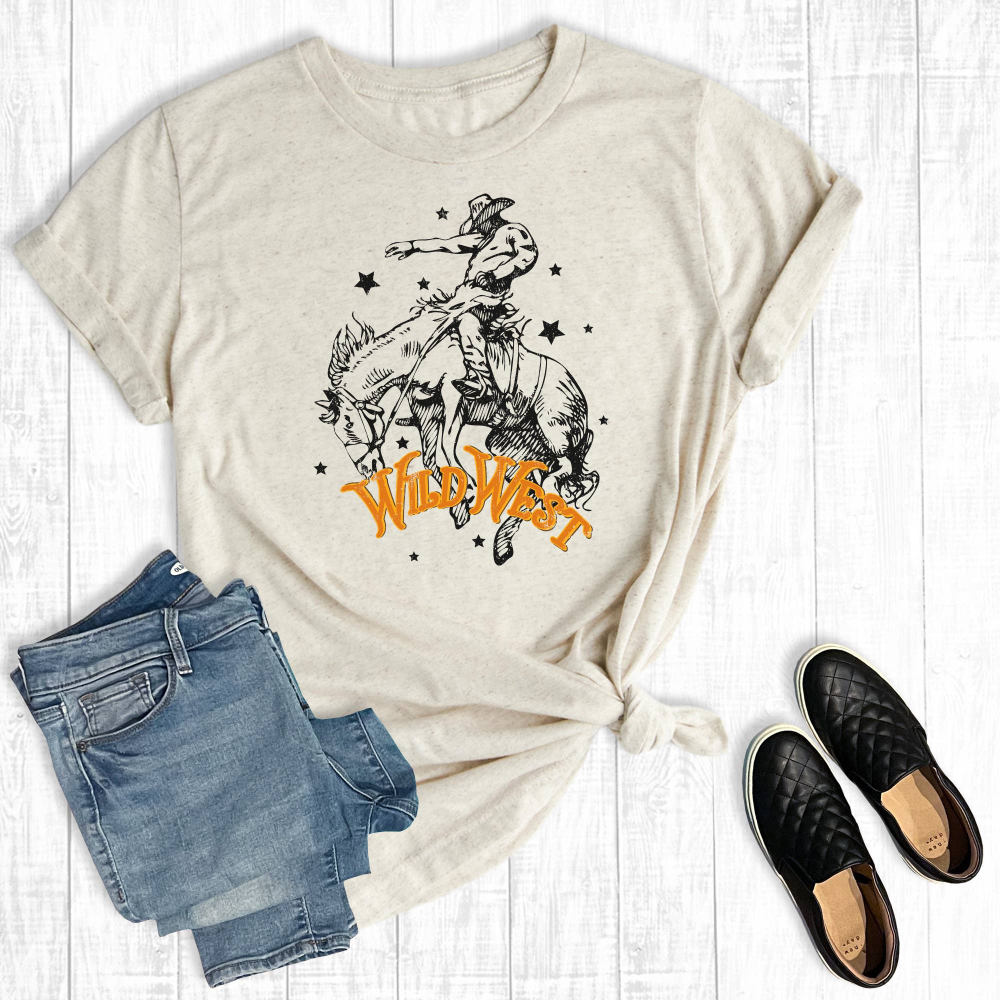 Wild West Bucking Horse Graphic Tee