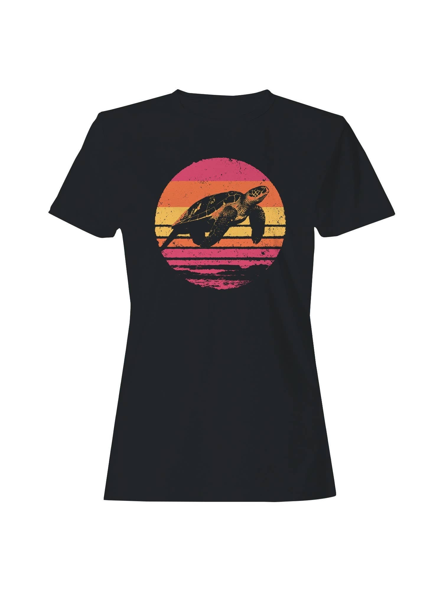 Vintage Sunset Sea Turtle Art Women's T-Shirt