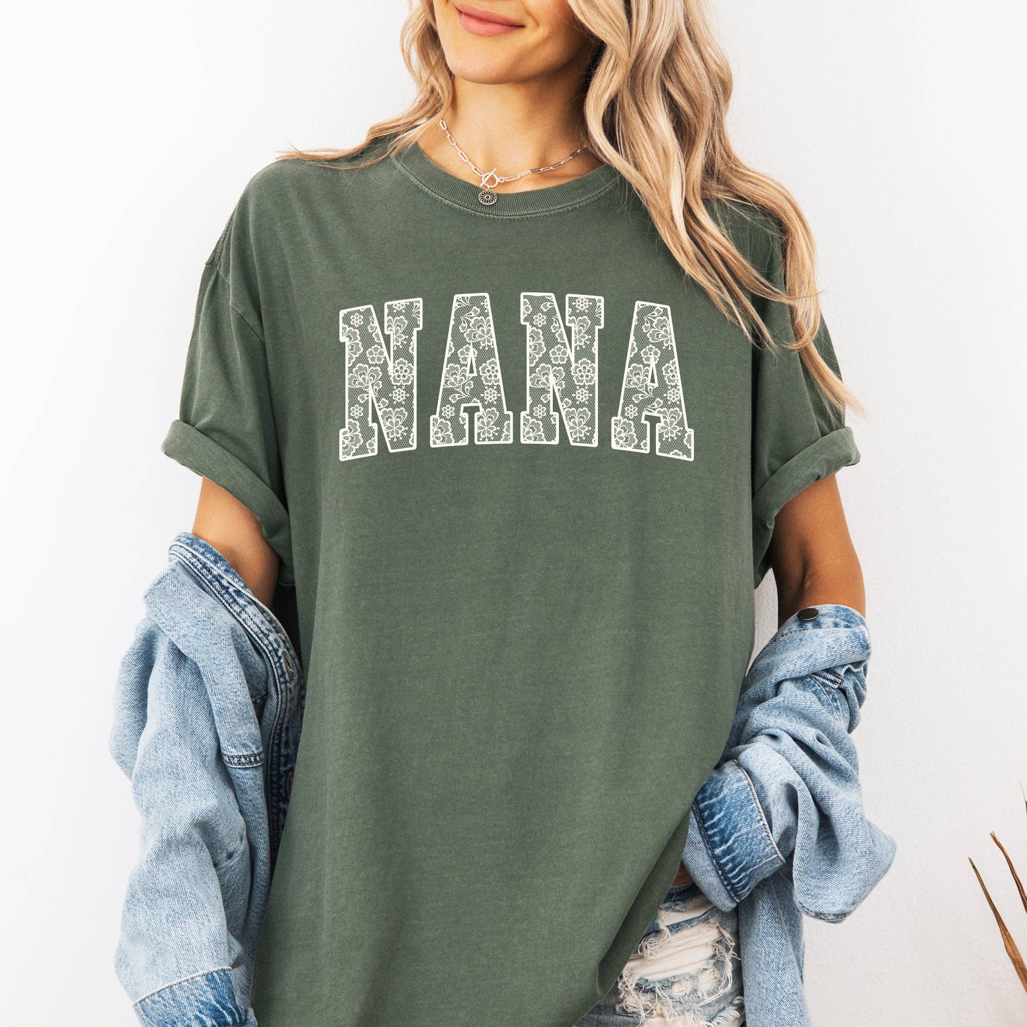 Nana, Faux Lace, Coquette, Varsity, Mother's Day Tshirt