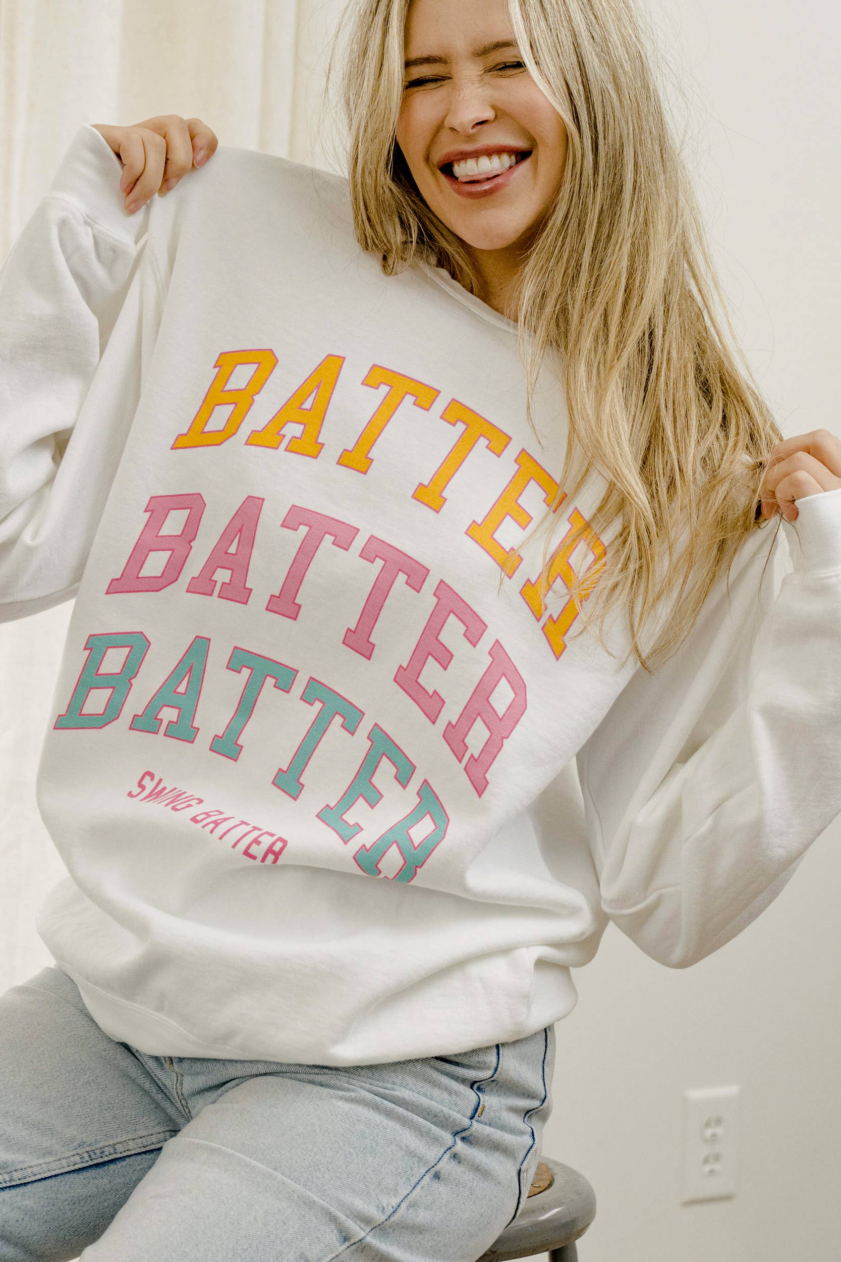 Batter Batter Swing Baseball White Cc Sweatshirt