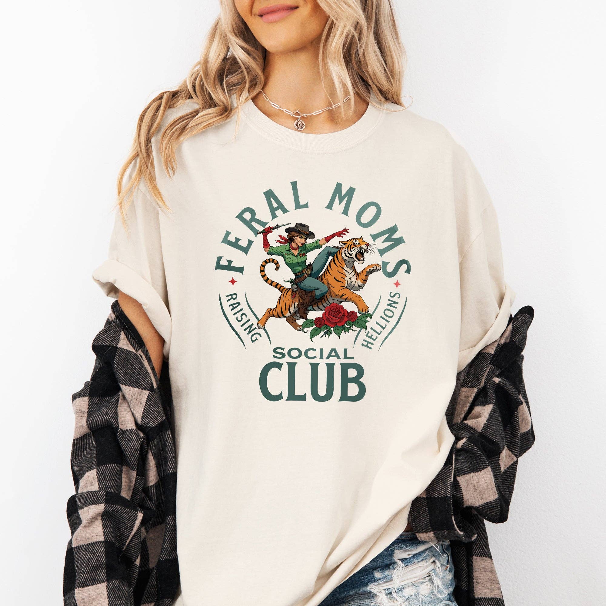 Feral Mom's Social Club, Funny, Tiger, Mother's Day Tshirt