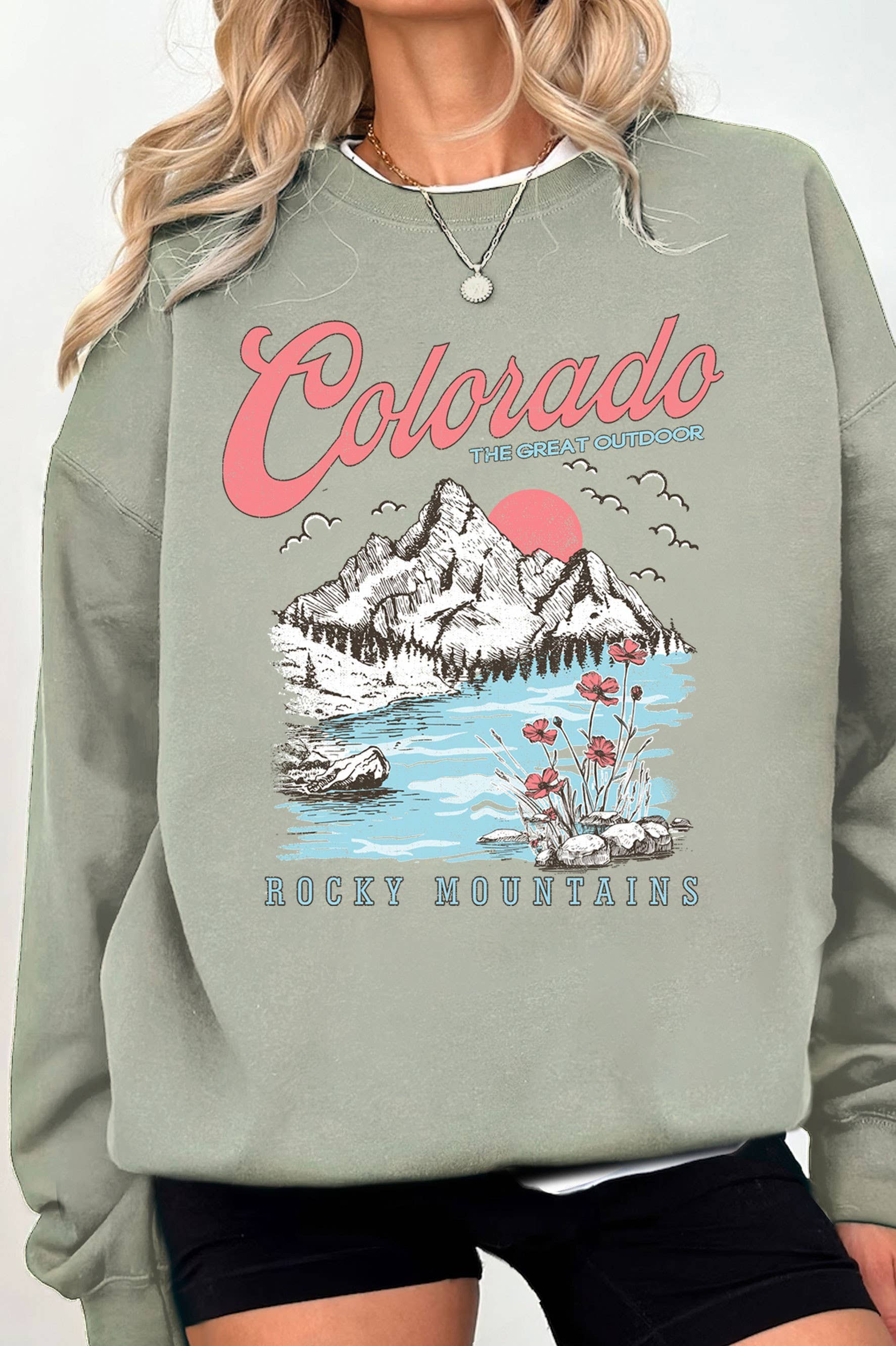 Colorado Rocky Mountains Wild Flower Brushed Sweatshirts