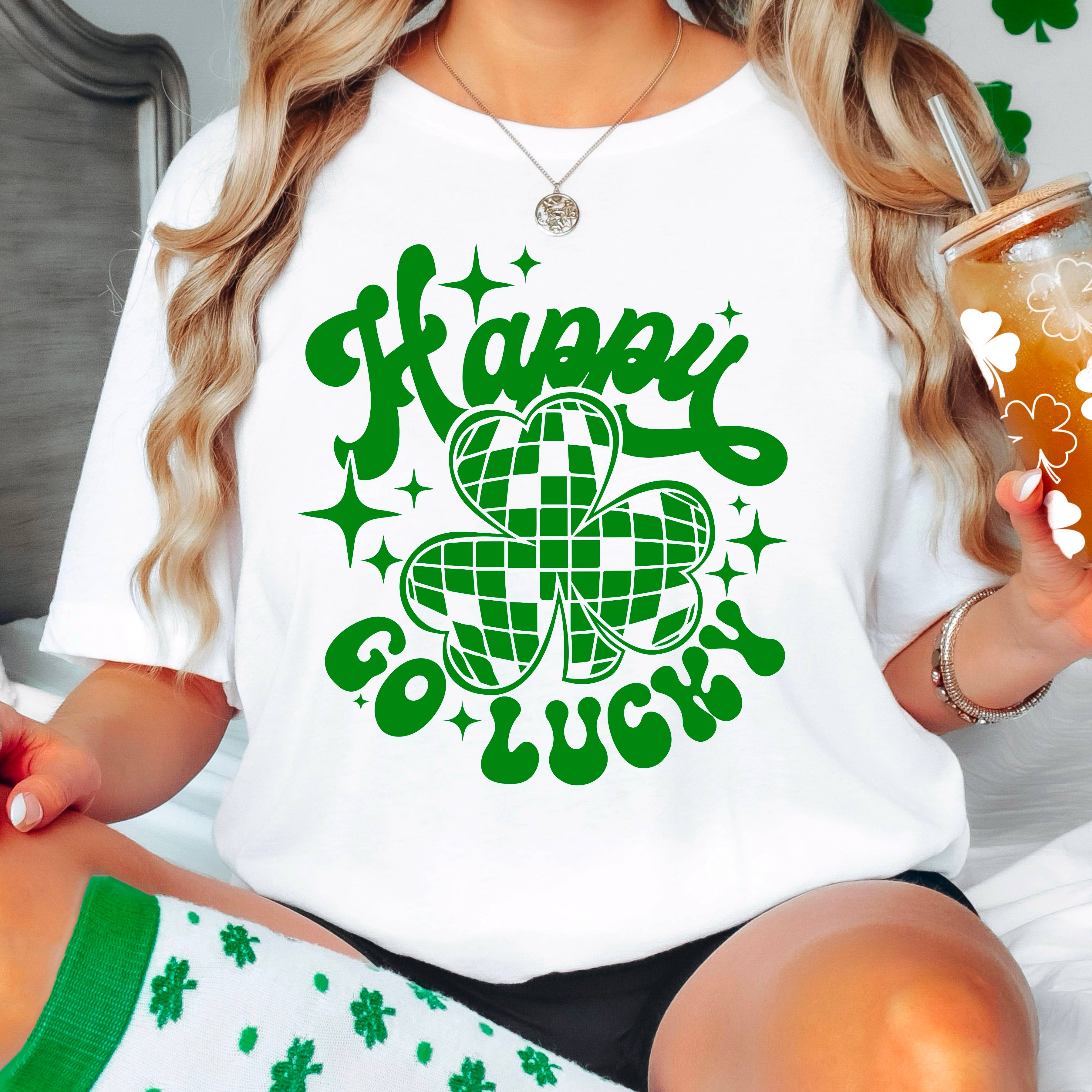 Happy Go Lucky St. Patricks Day Graphic Tee | Comfort Color