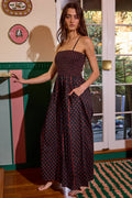 IR5028C-1 Smocked Detail Print Jumpsuit
