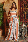 R5037B  | [Final Sale] Animal Print Smocked Bodice Jumpsuit