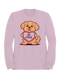 Cute Dog Holding Be Mine Heart Women's Sweatshirt