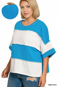 ...1120 Plus French Terry Color Block Exposed Seam Top SI-29099