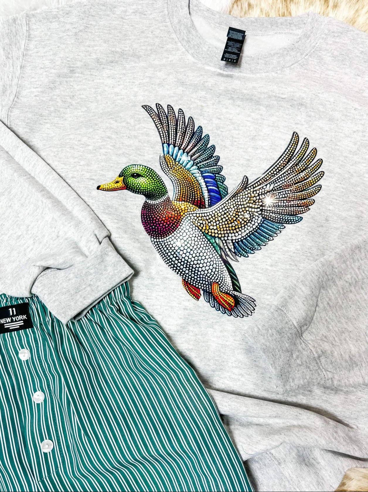 Faux Rhinestone Mallard Dtf Sweatshirt