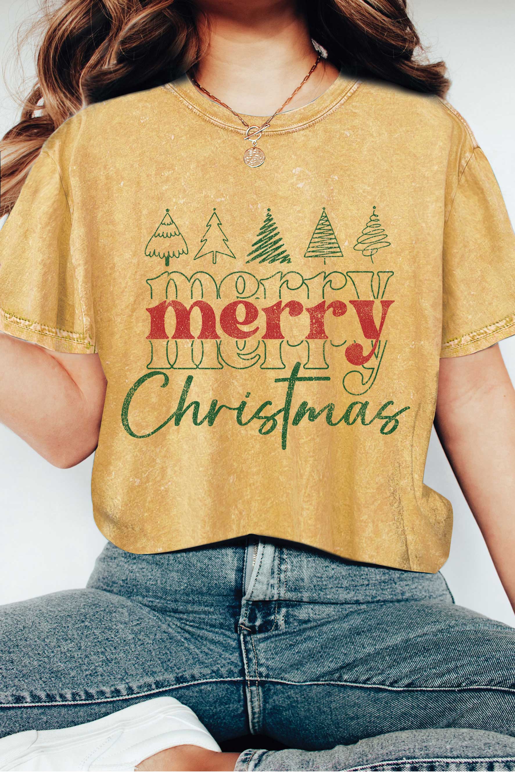 Merry Christmas Trees Mineral Graphic Tshirts