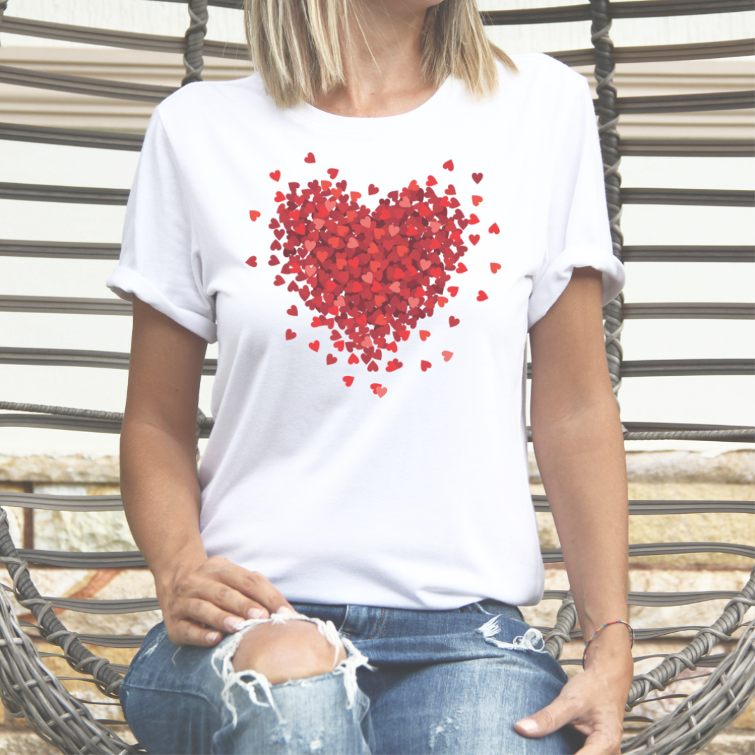 Valentine's Day Love 3D Heart Graphic Tee