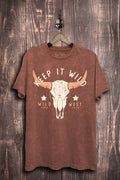 Keep It Wild Cow Skull Graphic Top