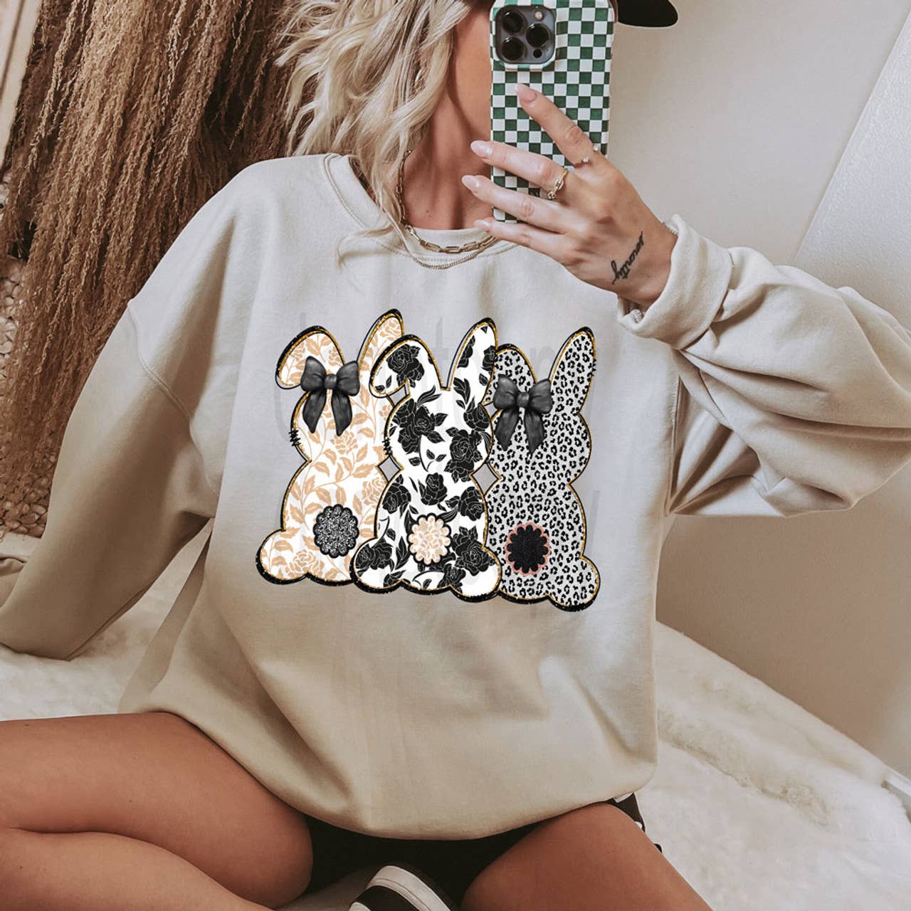Patterned Bunnies Sweatshirt