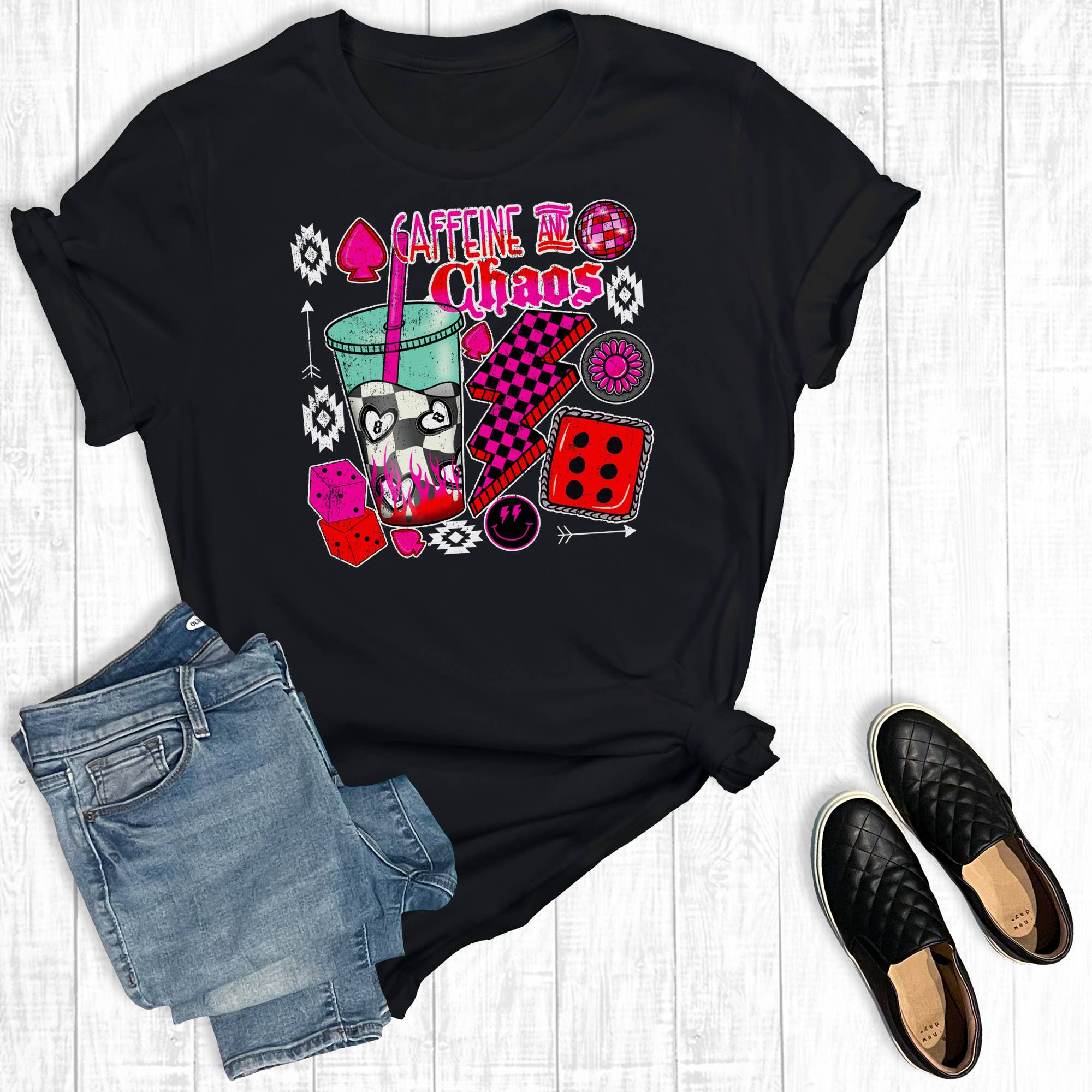 Mom Chaos and Coffee Graphic Tee
