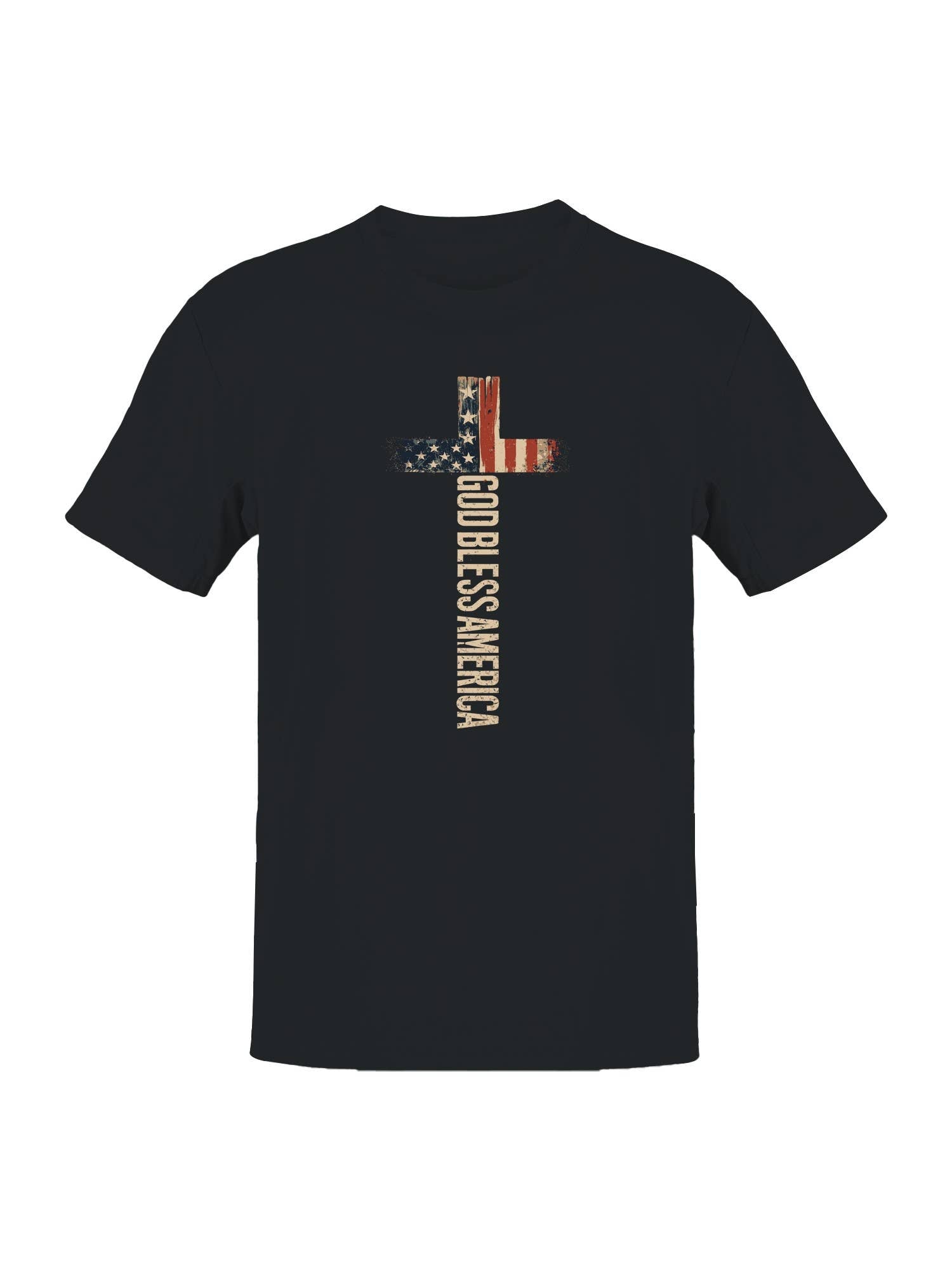 Patriotic Cross "God Bless America Men's T-Shirt