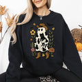Cute Cowboy Ghost, Cat, Western Halloween Graphic Sweatshirt